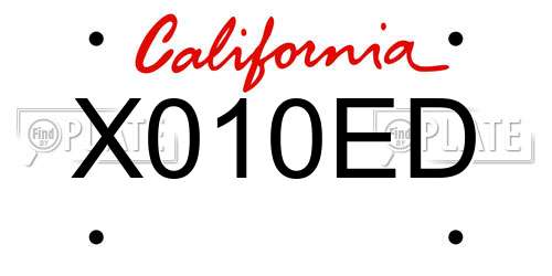 X010ED California License Plate