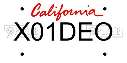 X01DEO California License Plate