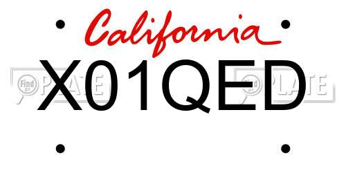 X01QED California License Plate