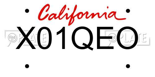 X01QEO California License Plate