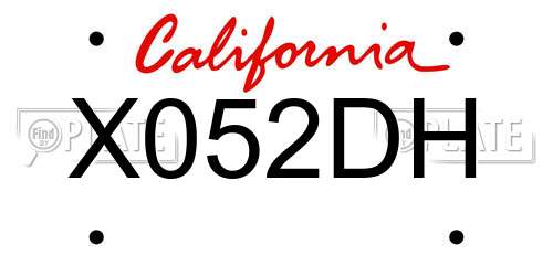 X052DH California License Plate
