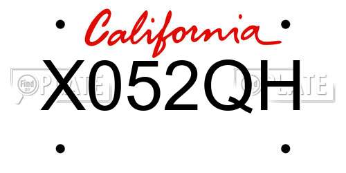 X052QH California License Plate