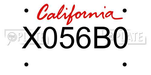 X056B0 California License Plate