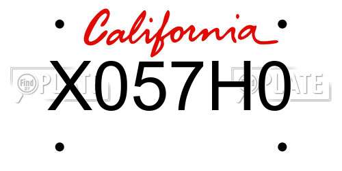 X057H0 California License Plate