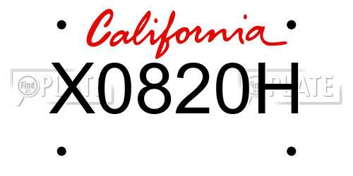 X0820H California License Plate