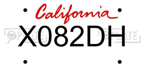X082DH California License Plate