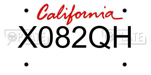X082QH California License Plate