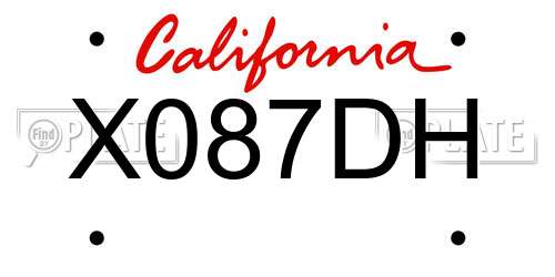 X087DH California License Plate