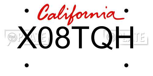 X08TQH California License Plate