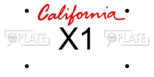 X1 California License Plate