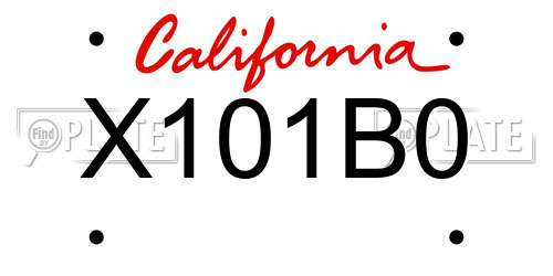 X101B0 California License Plate