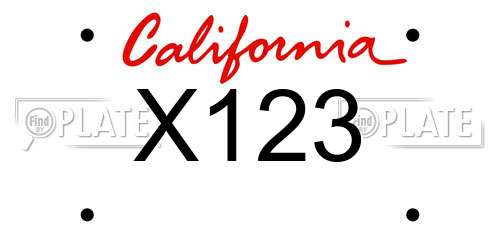 X123 California License Plate