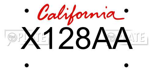 X128AA California License Plate