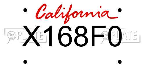 X168F0 California License Plate