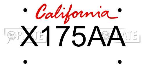 X175AA California License Plate