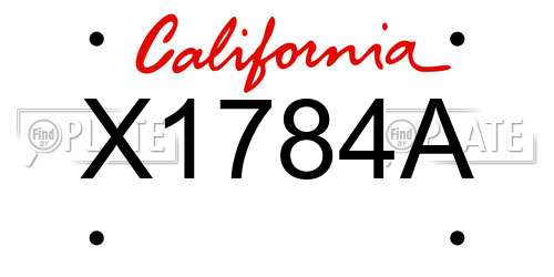 X1784A California License Plate