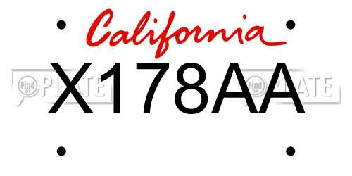 X178AA California License Plate