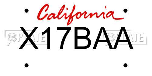 X17BAA California License Plate