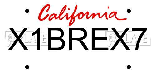 X1BREX7 California License Plate