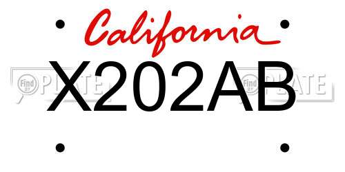 X202AB California License Plate