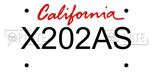 X202AS California License Plate