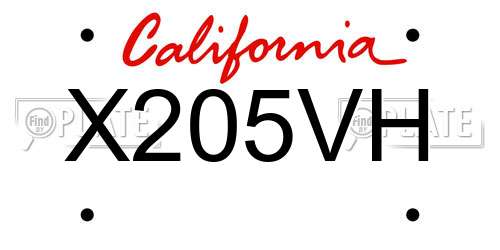 X205VH California License Plate