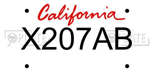 X207AB California License Plate