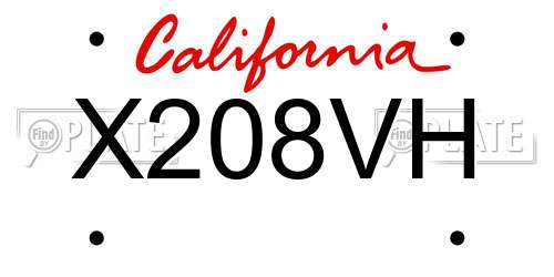 X208VH California License Plate