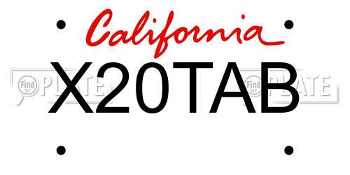 X20TAB California License Plate
