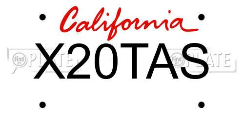X20TAS California License Plate