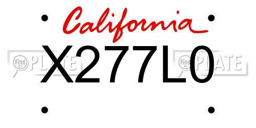 X277L0 California License Plate