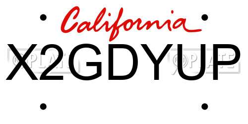 X2GDYUP California License Plate