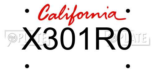X301R0 California License Plate