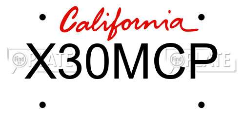 X30MCP California License Plate