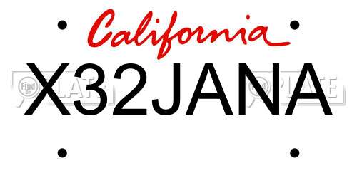 X32JANA California License Plate