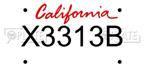 X3313B California License Plate