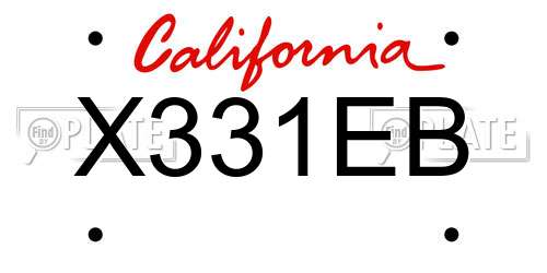 X331EB California License Plate