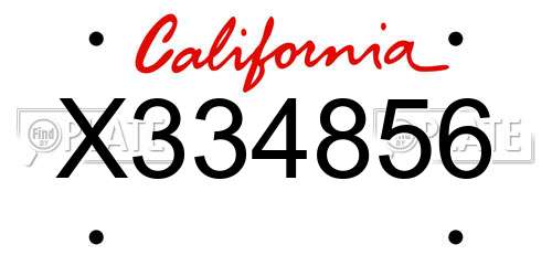 X334856 California License Plate