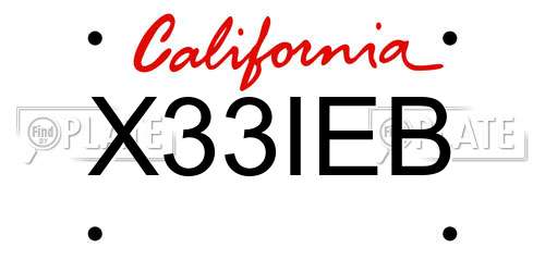 X33IEB California License Plate