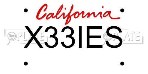 X33IES California License Plate