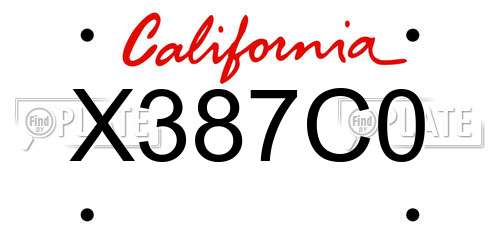 X387C0 California License Plate