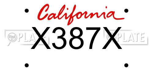 X387X California License Plate