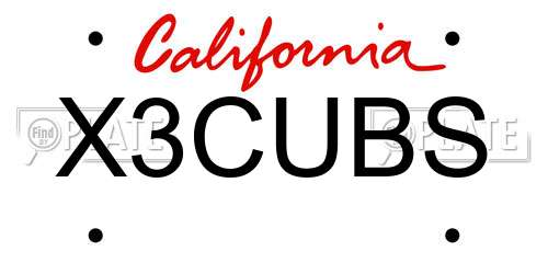 X3CUBS California License Plate