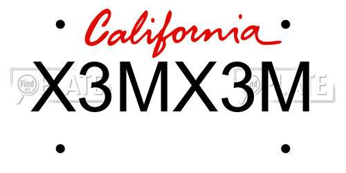 X3MX3M California License Plate