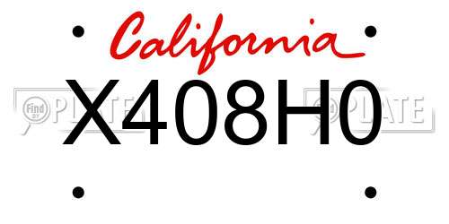X408H0 California License Plate