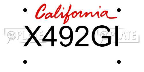 X492GI California License Plate