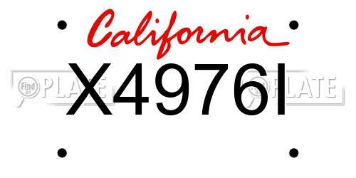 X4976I California License Plate