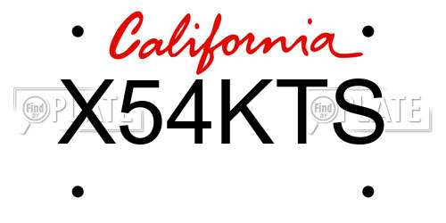 X54KTS California License Plate