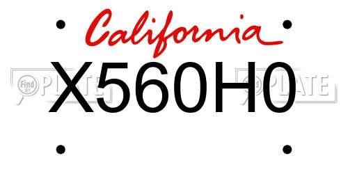 X560H0 California License Plate