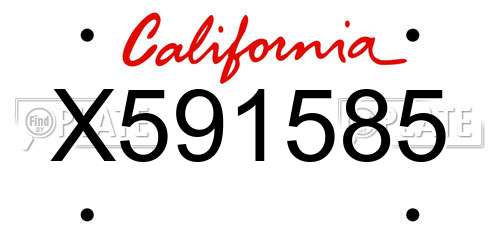 X591585 California License Plate